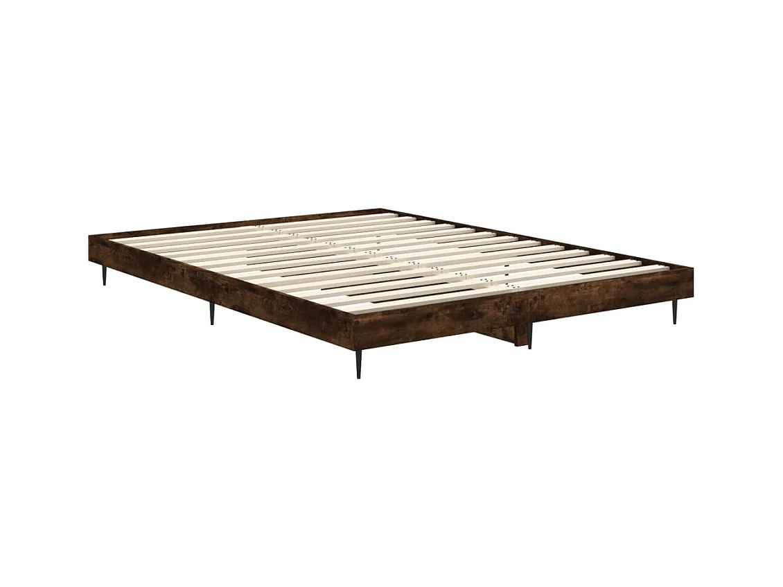 Lit double | Lit adulte | Cadre de lit chêne fumé 135x190 cm bois ingénierie
