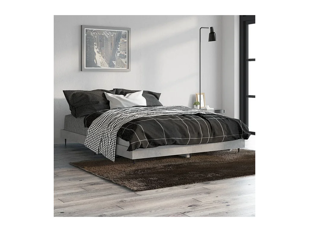 Lit double | Lit adulte | Cadre de lit gris béton 140x190 cm