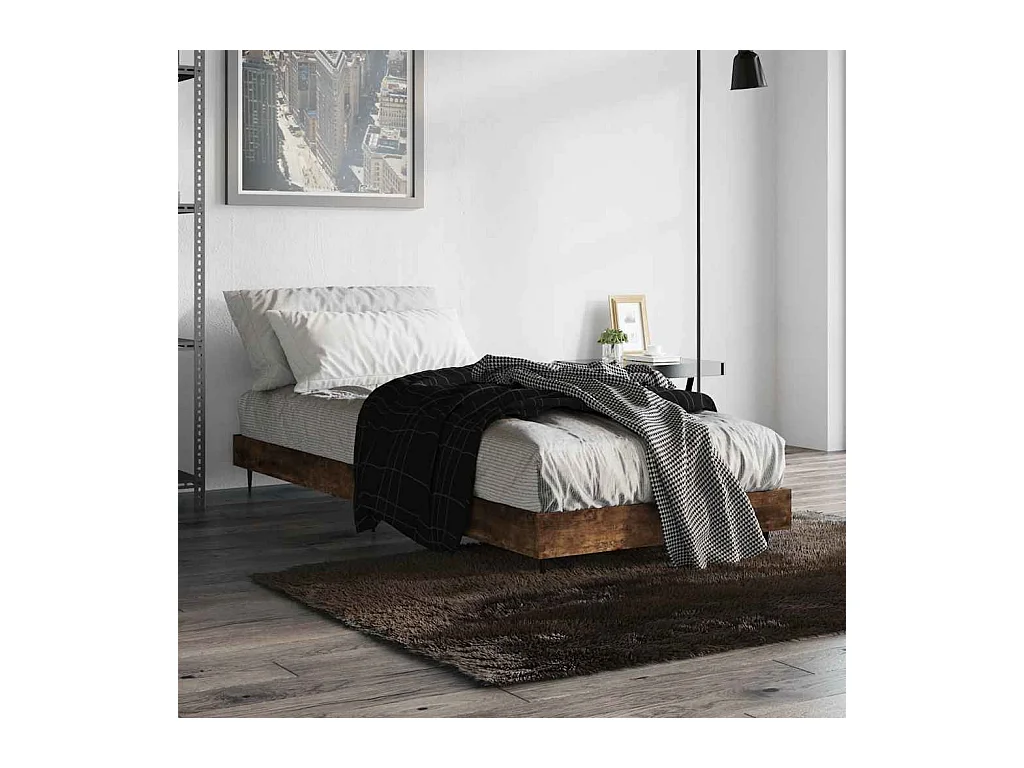 Lit simple | Lit adulte, enfant | Cadre de lit chêne fumé 75x190cm bois d'ingénierie