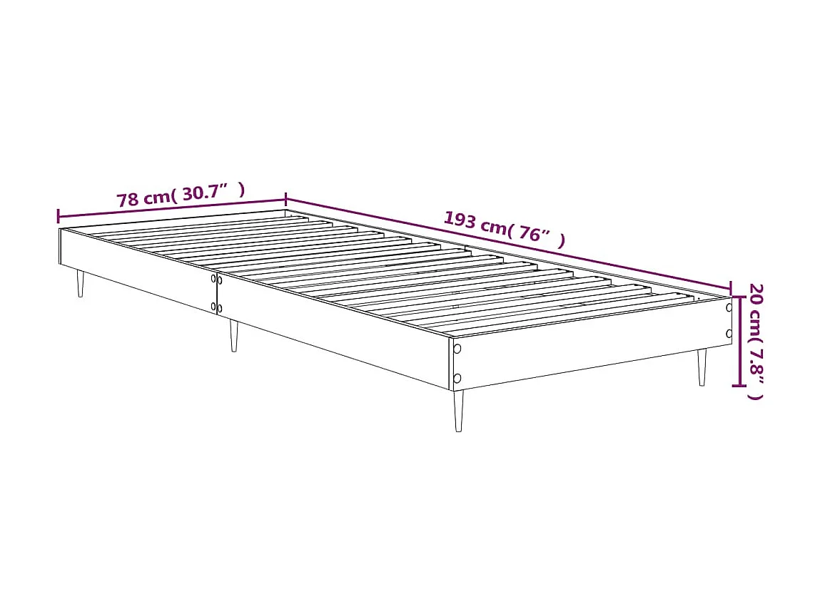 Lit simple | Lit adulte, enfant | Cadre de lit chêne fumé 75x190cm bois d'ingénierie