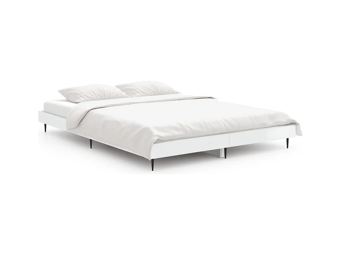 Lit double | Lit adulte | Cadre de lit blanc brillant 140x190 cm