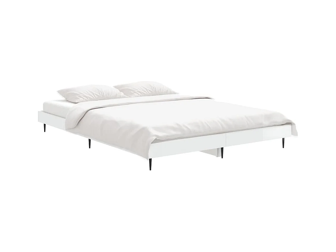Lit double | Lit adulte | Cadre de lit blanc brillant 140x190 cm