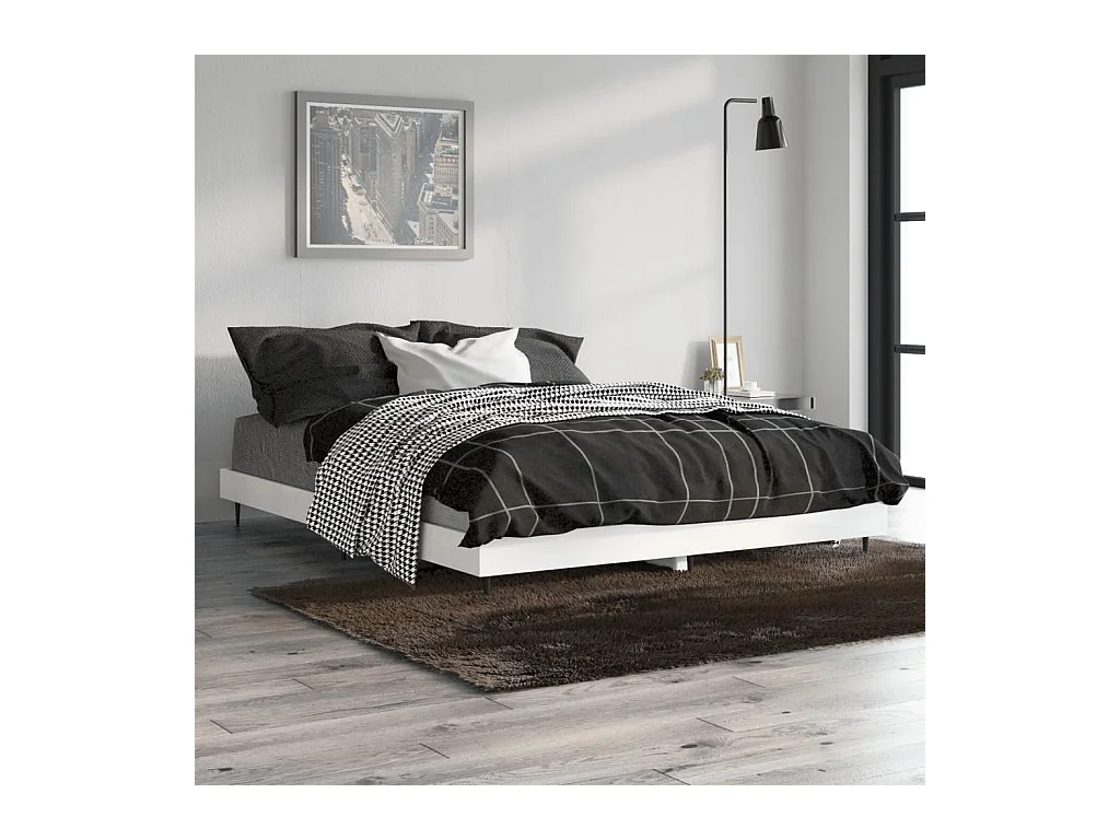 Lit double | Lit adulte | Cadre de lit blanc brillant 140x190 cm