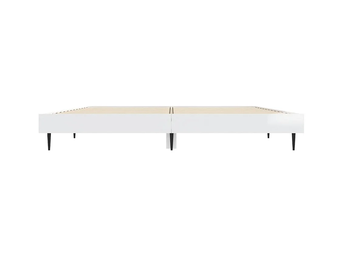 Lit double | Lit adulte | Cadre de lit blanc brillant 140x190 cm
