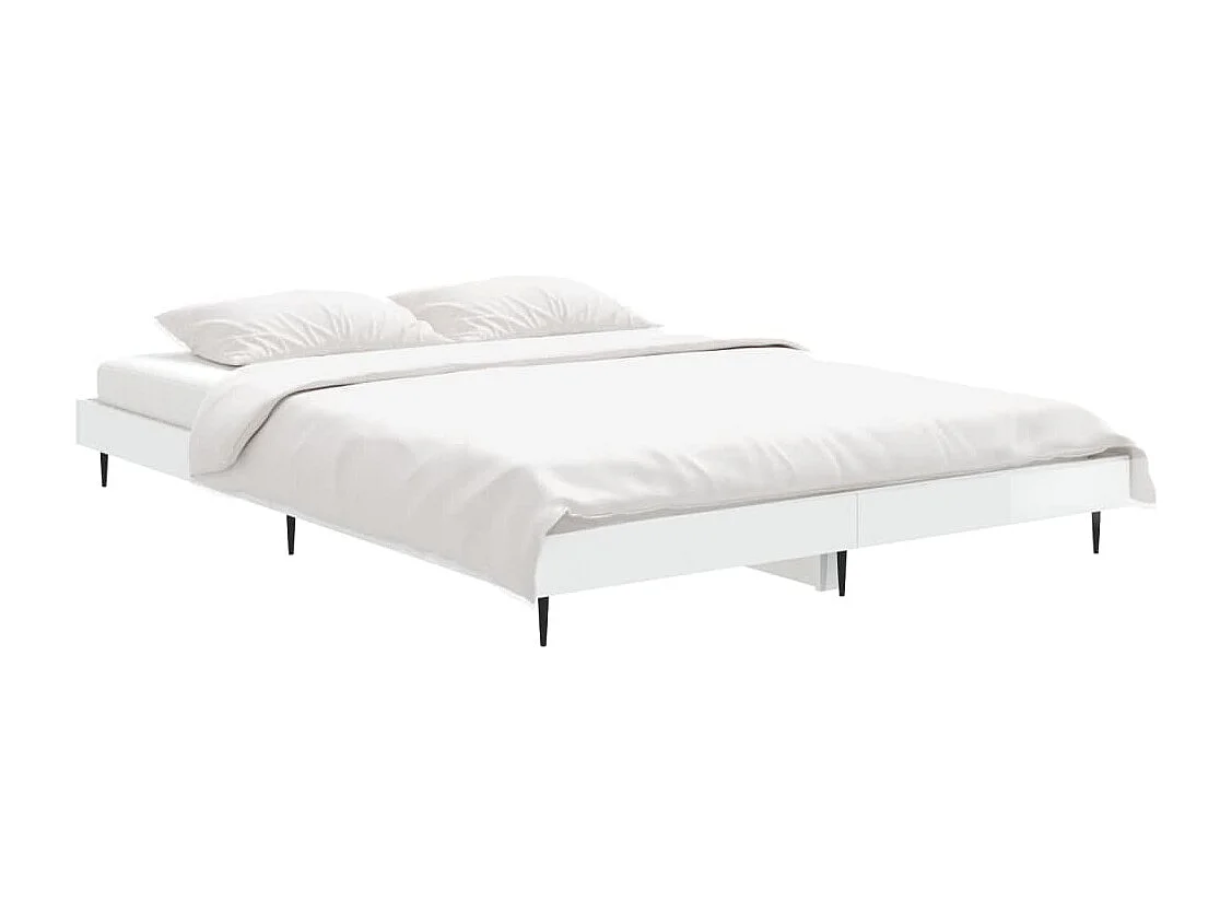 Lit double | Lit adulte | Cadre de lit blanc brillant 140x190 cm