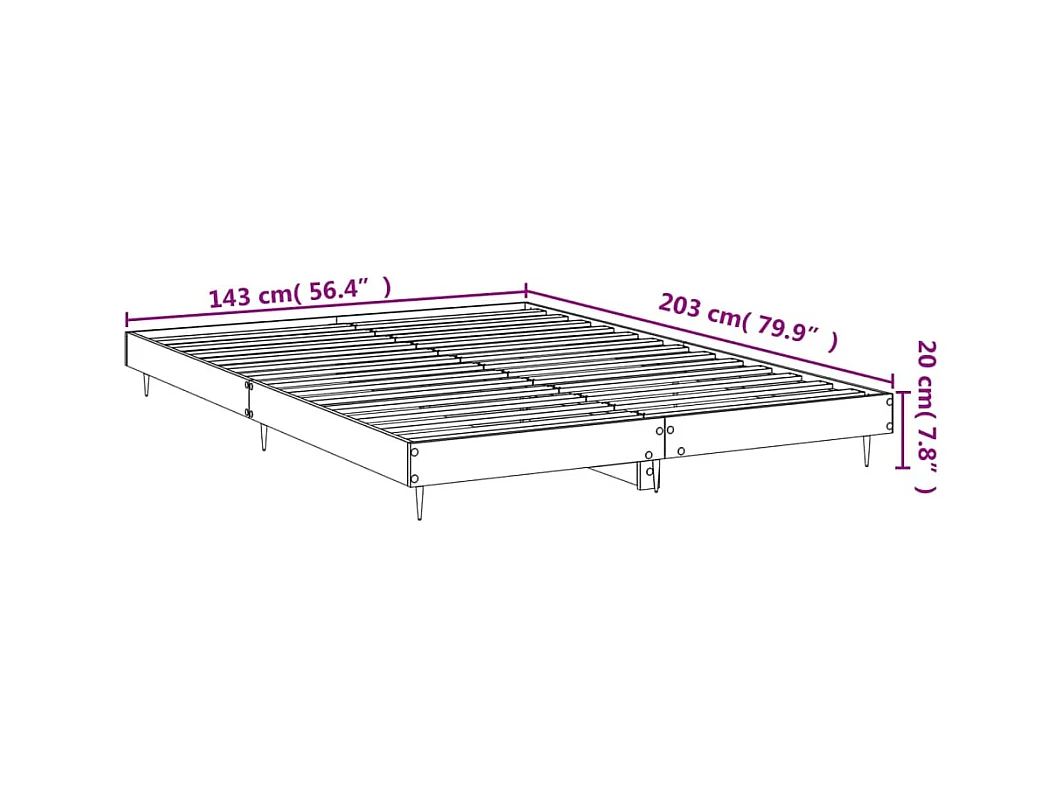 Lit double | Lit adulte | Cadre de lit noir 140x200 cm bois d'ingénierie