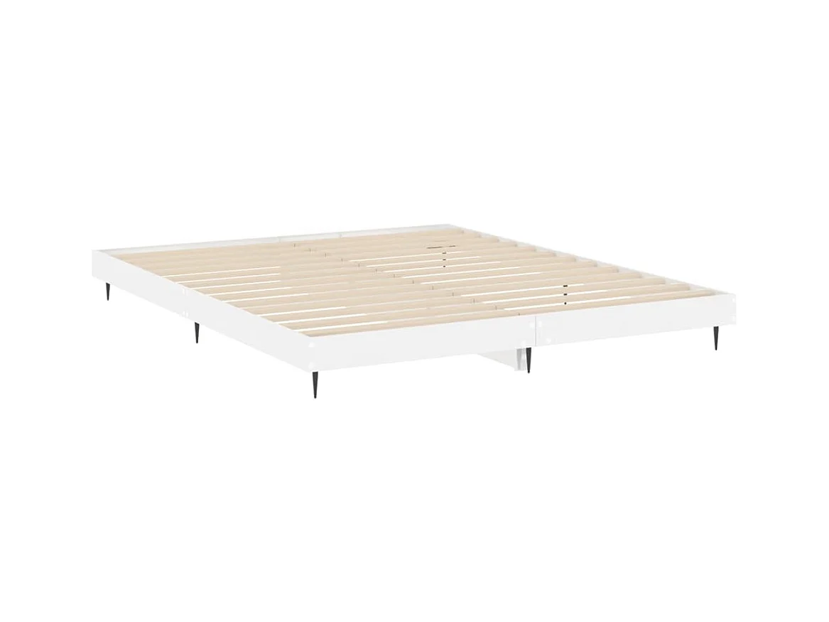 Lit double | Lit adulte | Cadre de lit blanc brillant 200x200 cm