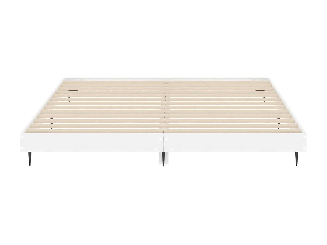 Lit double | Lit adulte | Cadre de lit blanc brillant 200x200 cm