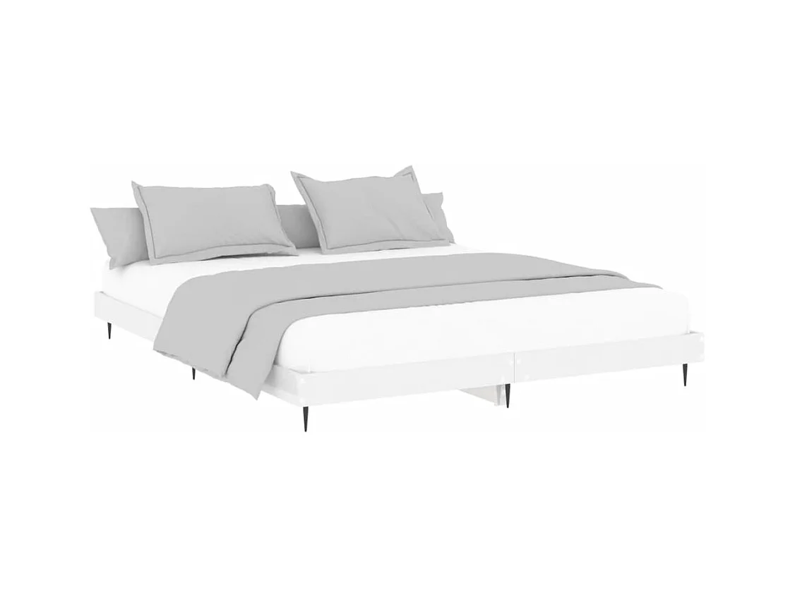 Lit double | Lit adulte | Cadre de lit blanc brillant 200x200 cm