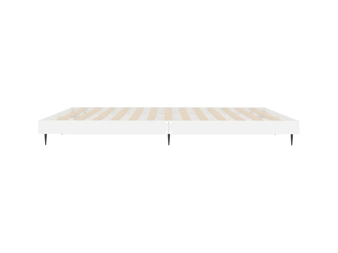 Lit double | Lit adulte | Cadre de lit blanc brillant 200x200 cm