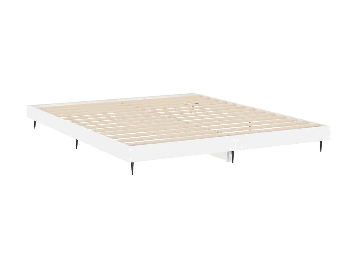 Lit double | Lit adulte | Cadre de lit blanc brillant 200x200 cm