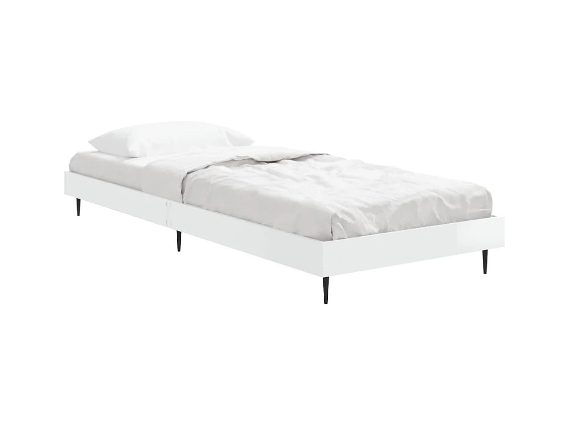 Lit simple | Lit adulte, enfant | Cadre de lit blanc brillant 75x190 cm