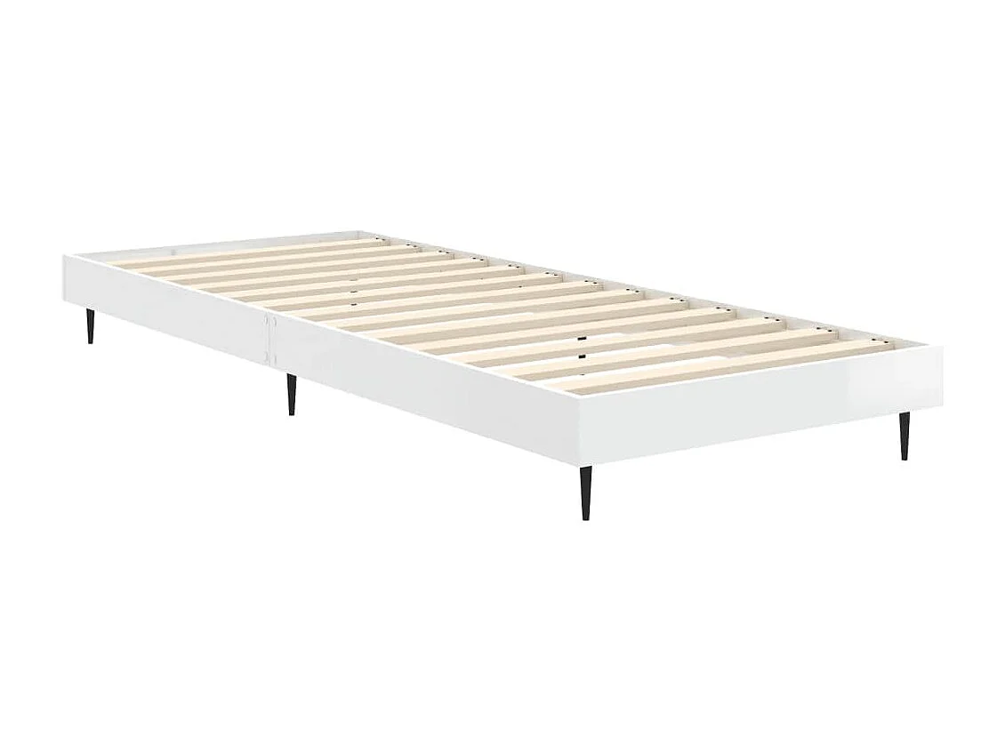 Lit simple | Lit adulte, enfant | Cadre de lit blanc brillant 75x190 cm