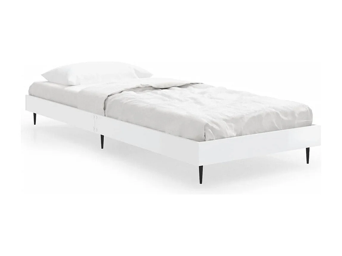 Lit simple | Lit adulte, enfant | Cadre de lit blanc brillant 75x190 cm