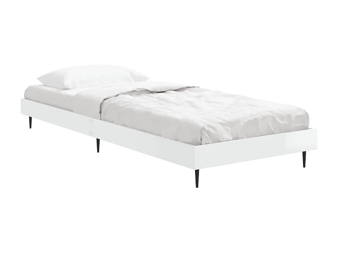 Lit simple | Lit adulte, enfant | Cadre de lit blanc brillant 75x190 cm