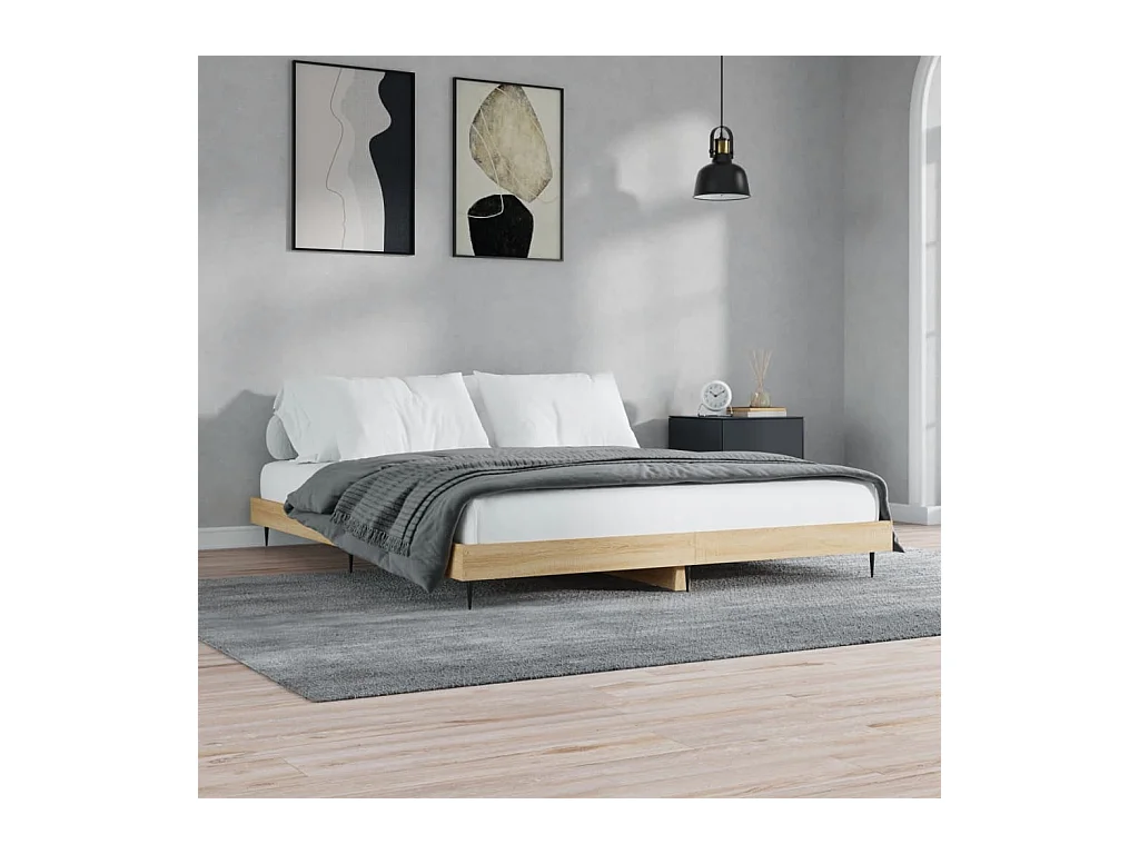Lit double | Lit adulte | Cadre de lit chêne sonoma 200x200 cm