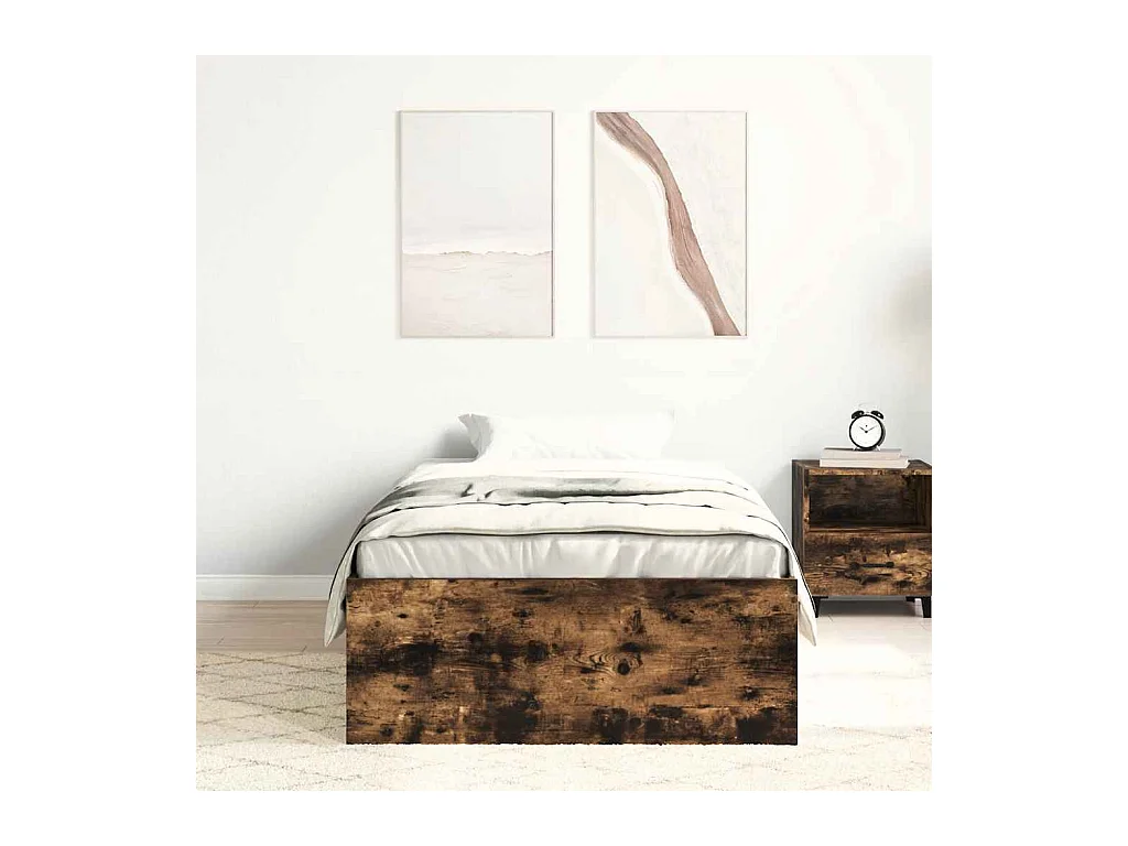 Lit simple | Lit adulte, enfant | Cadre de lit chêne fumé 75x190 cm