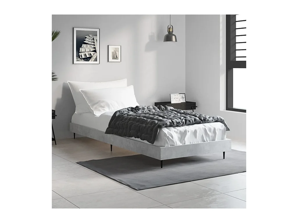 Lit simple | Lit adulte, enfant | Cadre de lit gris béton 75x190 cm