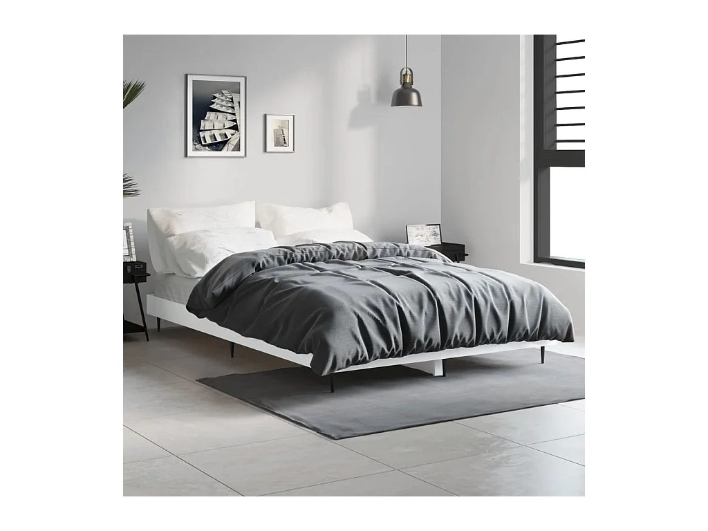 Lit simple | Lit adulte, enfant | Cadre de lit blanc 120x190 cm bois d'ingénierie
