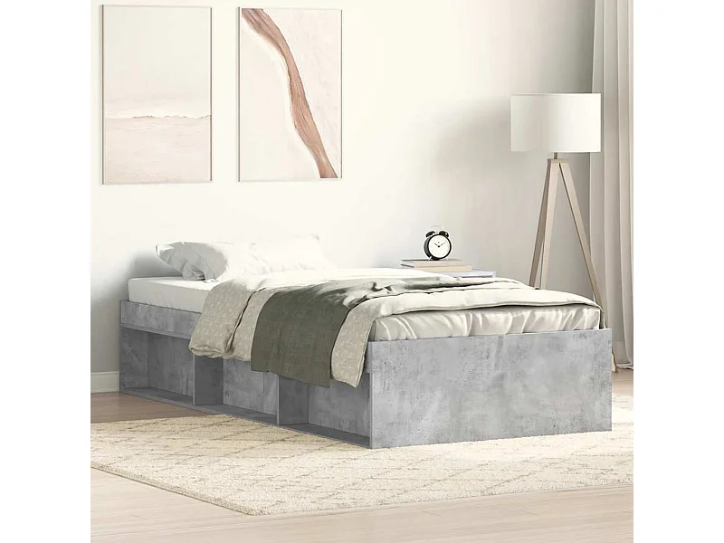 Lit simple | Lit adulte, enfant | Cadre de lit gris béton 100x200 cm