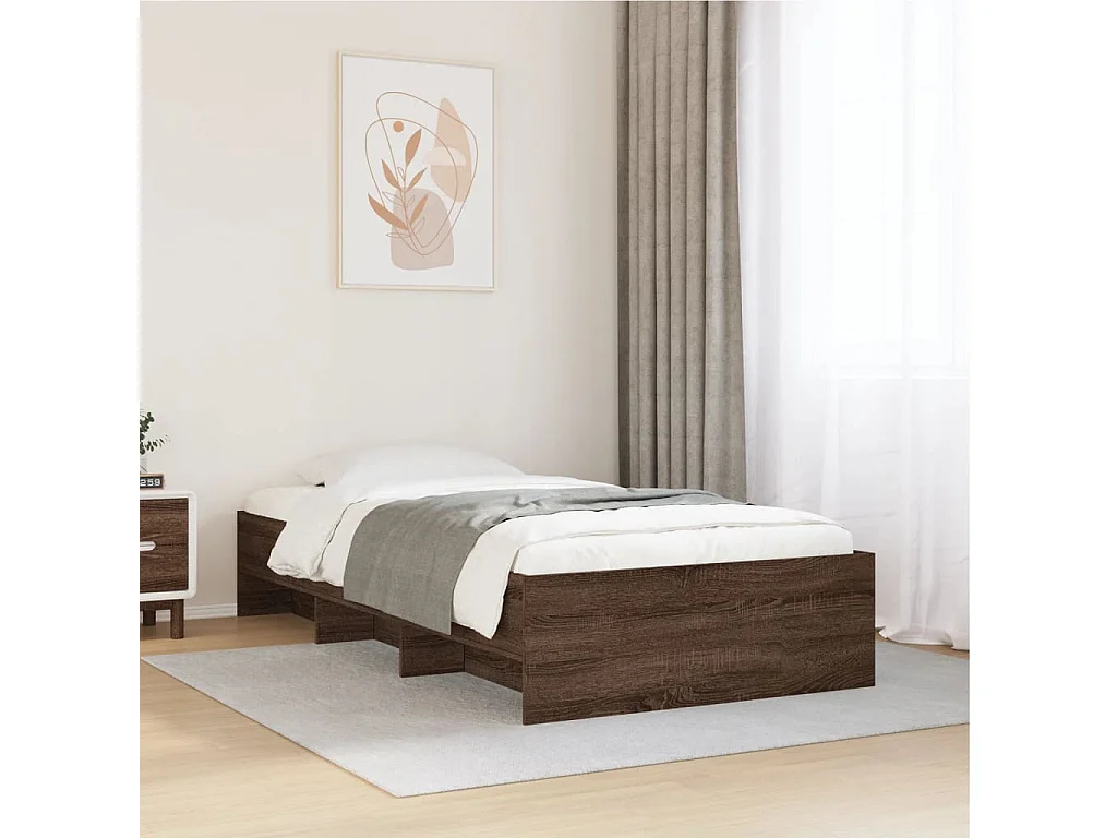 Lit simple | Lit adulte, enfant | Cadre de lit chêne marron 90x200cm bois ingénierie