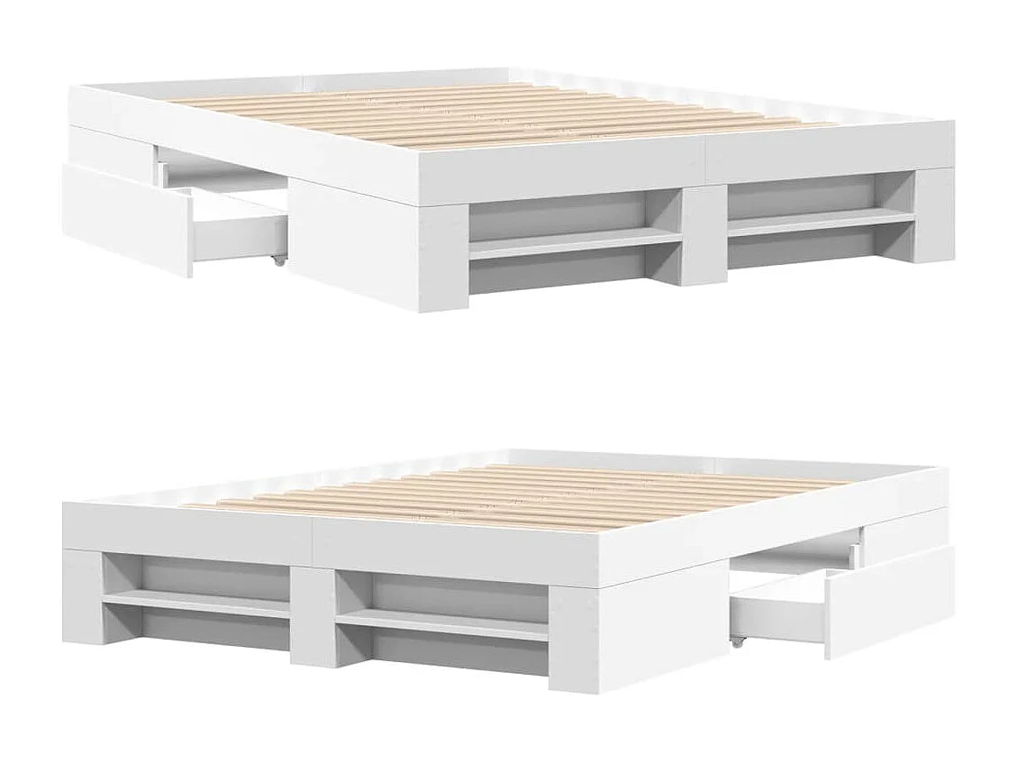 Lit double | Lit adulte | Cadre de lit blanc 140x190 cm bois d'ingénierie