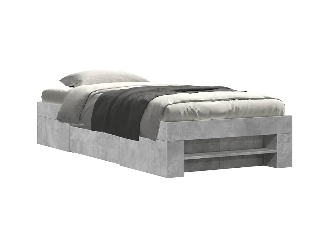 Lit simple | Lit adulte, enfant | Cadre de lit gris béton 90x200cm bois d'ingénierie