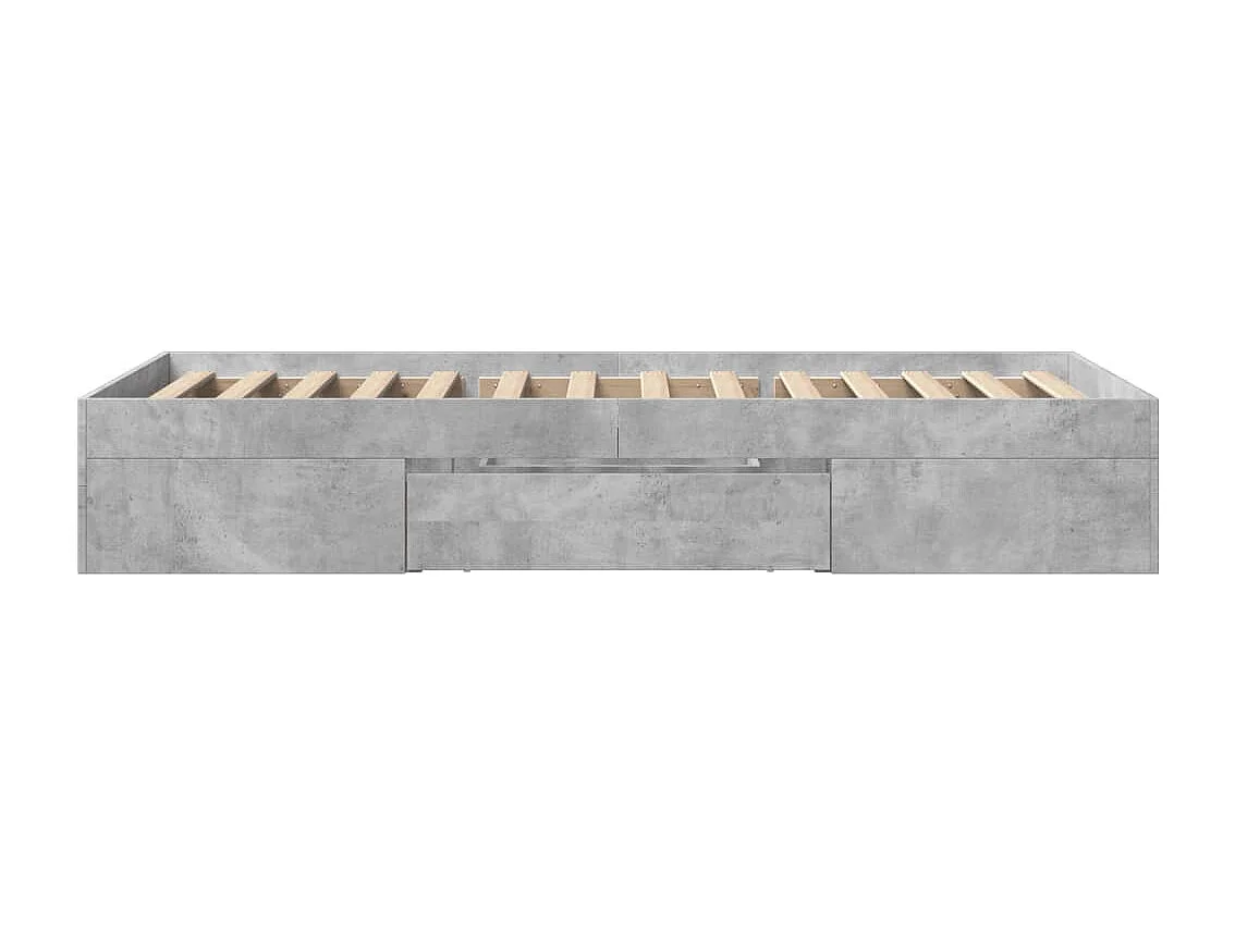 Letto per adulti | Letto singolo | Giroletto Grigio Cemento 90x200 cm in Legno Multistrato