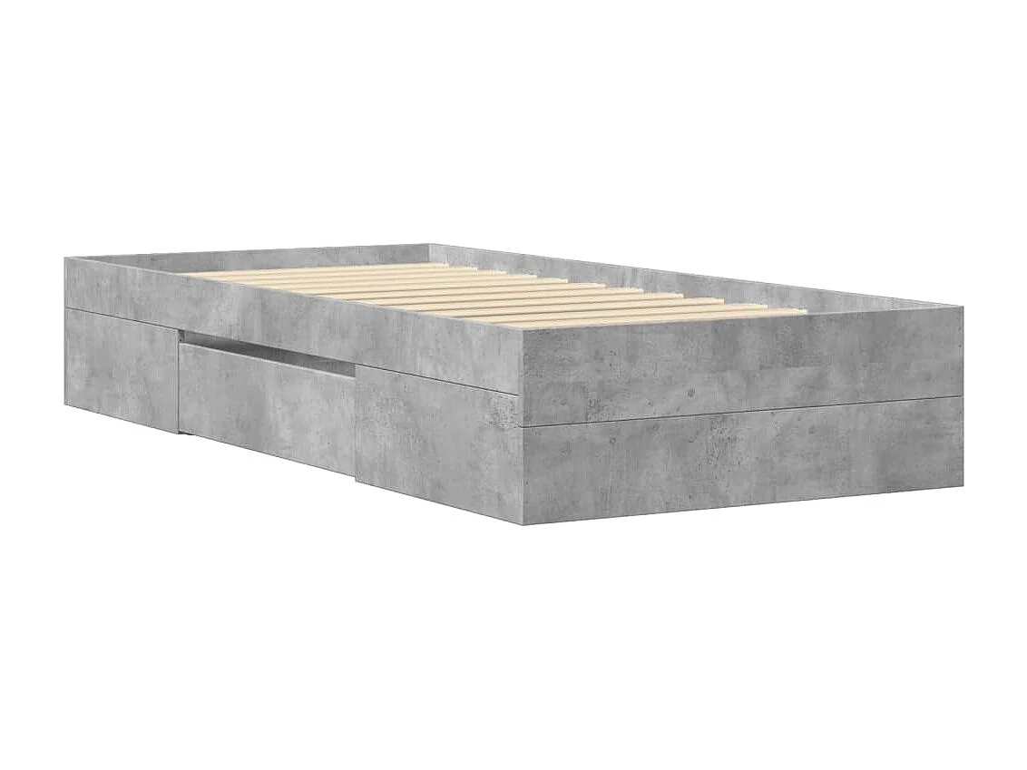 Letto per adulti | Letto singolo | Giroletto Grigio Cemento 90x200 cm in Legno Multistrato