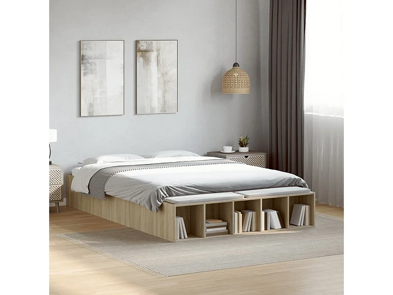 Lit double | Lit adulte | Cadre de lit chêne sonoma 140x190 cm
