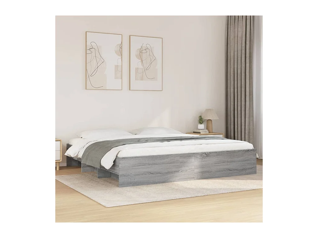 Lit double | Lit adulte | Cadre de lit sonoma gris 180x200 cm