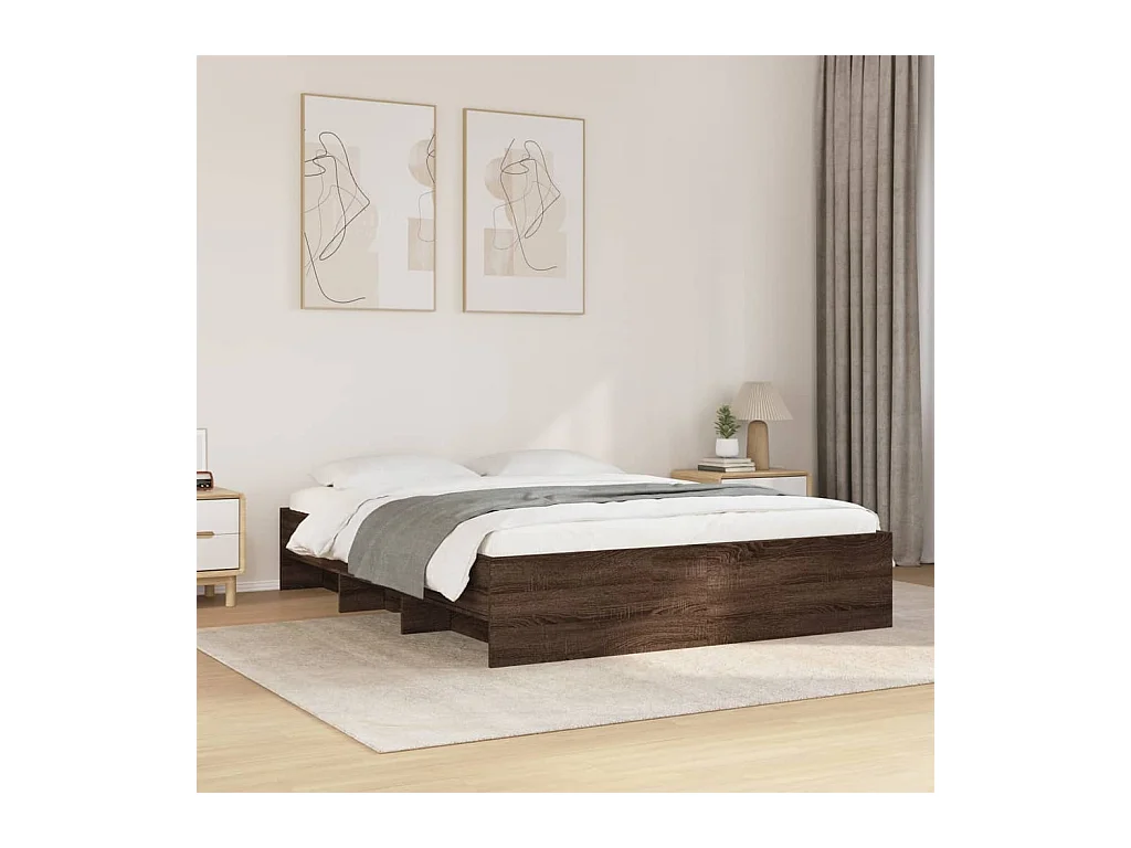 Lit double | Lit adulte | Cadre de lit chêne marron 160x200 cm