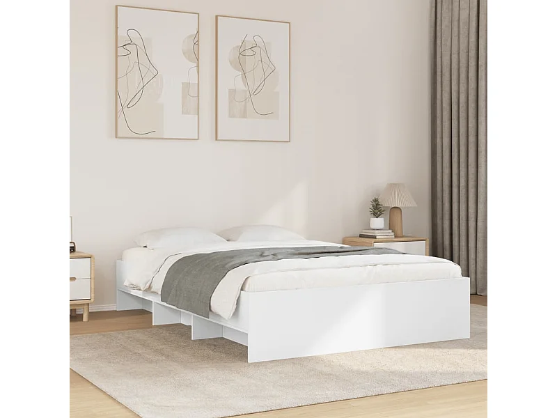 Letto per adulti | Letto matrimoniale | Giroletto Bianco 135x190 cm in Legno Multistrato