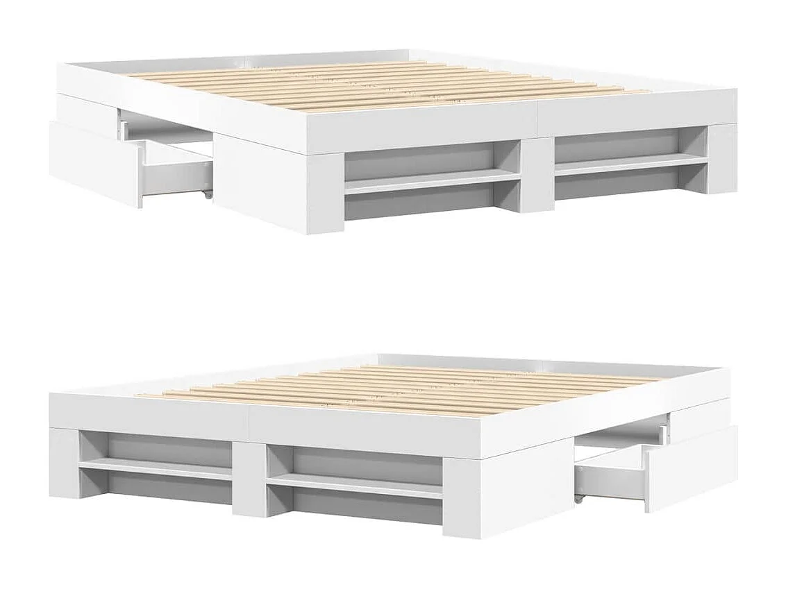 Lit double | Lit adulte | Cadre de lit blanc 160x200 cm bois d'ingénierie