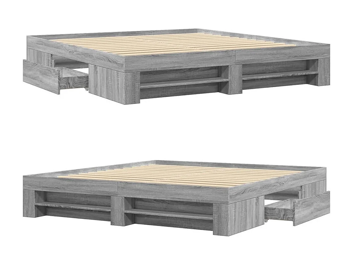 Letto per adulti | Letto matrimoniale | Giroletto senza Materasso Grigio Sonoma 180x200 cm Truciolato