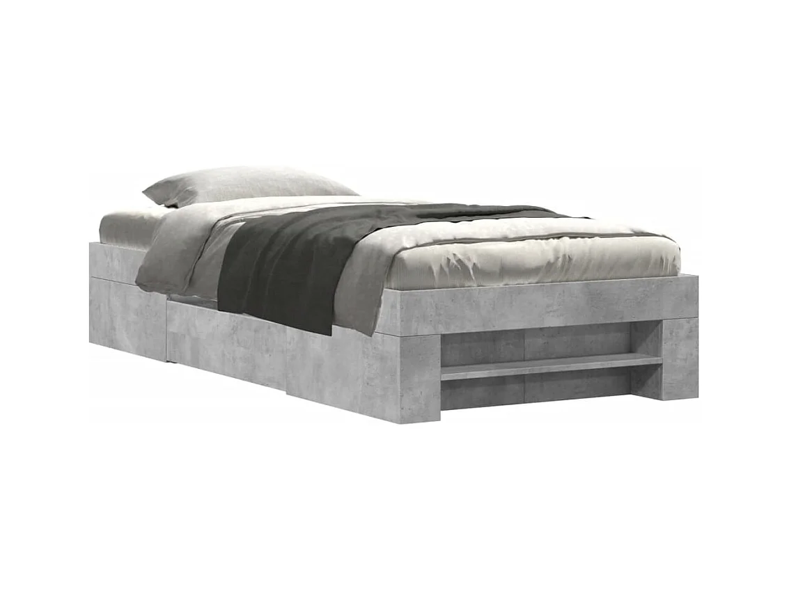 Lit simple | Lit adulte, enfant | Cadre de lit gris béton 75x190cm bois d'ingénierie