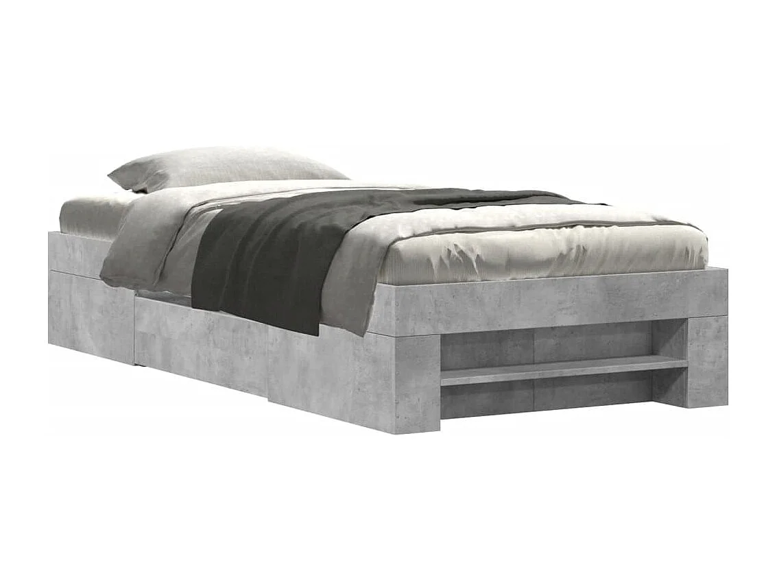 Letto per adulti | Letto singolo | Giroletto Grigio Cemento 75x190 cm in Legno Multistrato