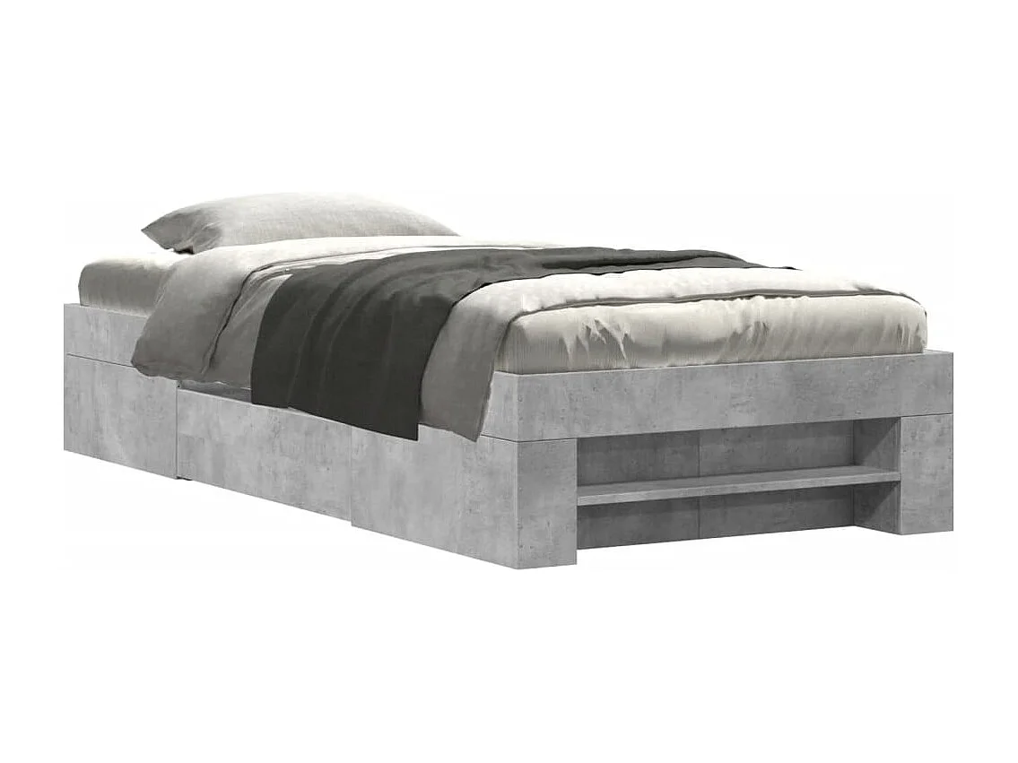 Letto per adulti | Letto singolo | Giroletto Grigio Cemento 75x190 cm in Legno Multistrato