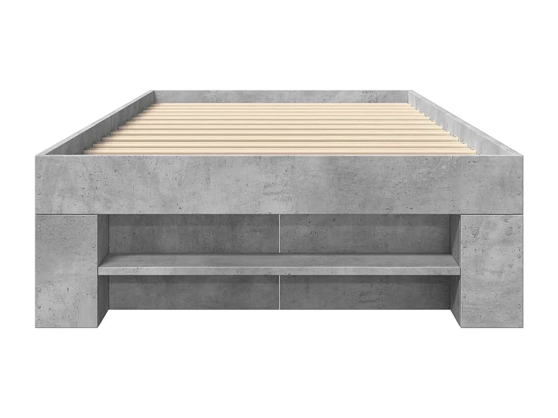 Letto per adulti | Letto singolo | Giroletto Grigio Cemento 75x190 cm in Legno Multistrato