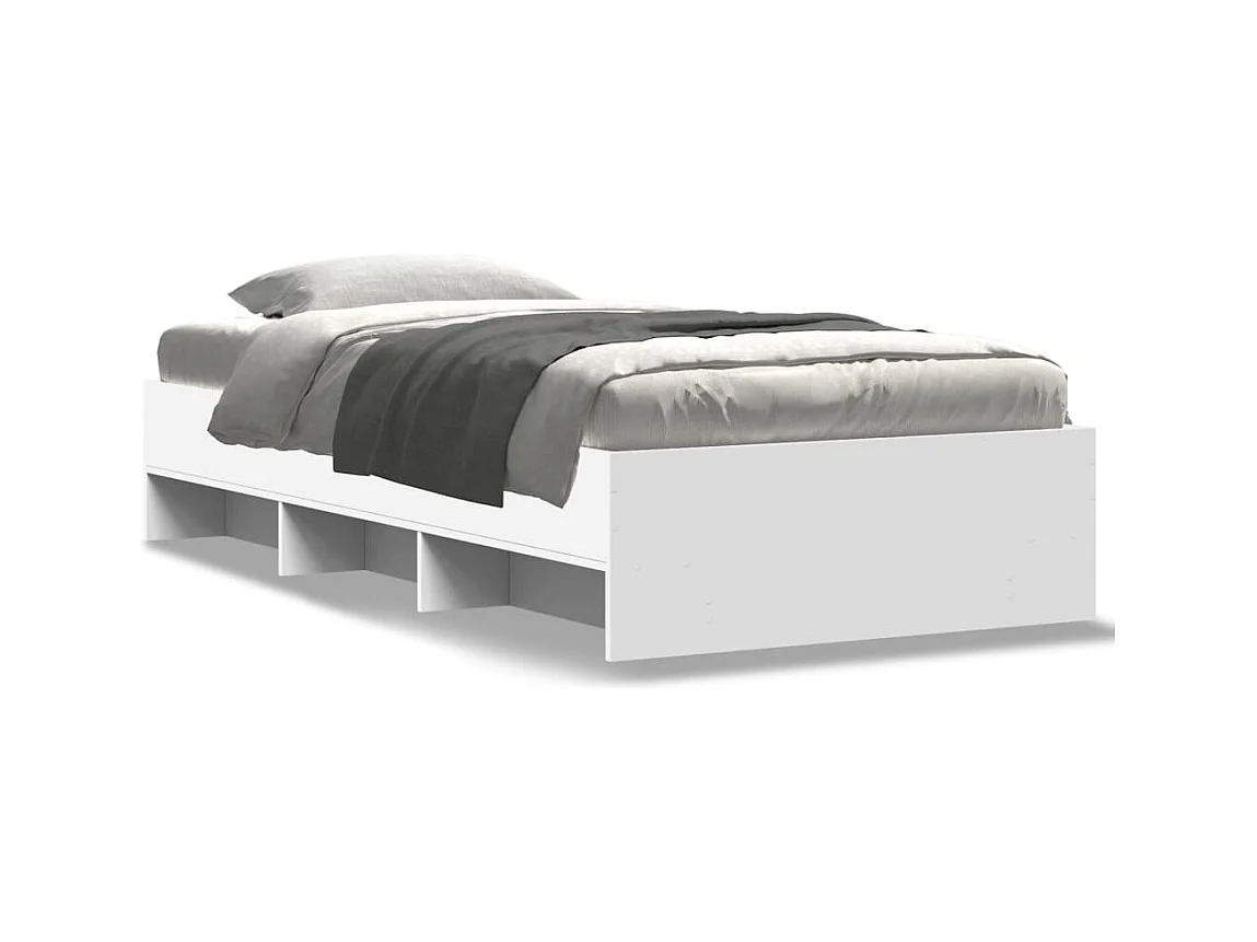 Lit simple | Lit adulte, enfant | Cadre de lit blanc 100x200 cm bois d'ingénierie