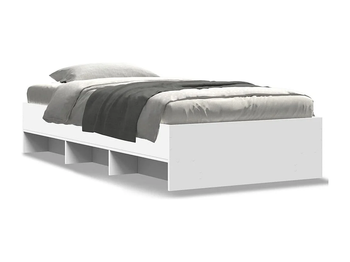 Lit simple | Lit adulte, enfant | Cadre de lit blanc 100x200 cm bois d'ingénierie