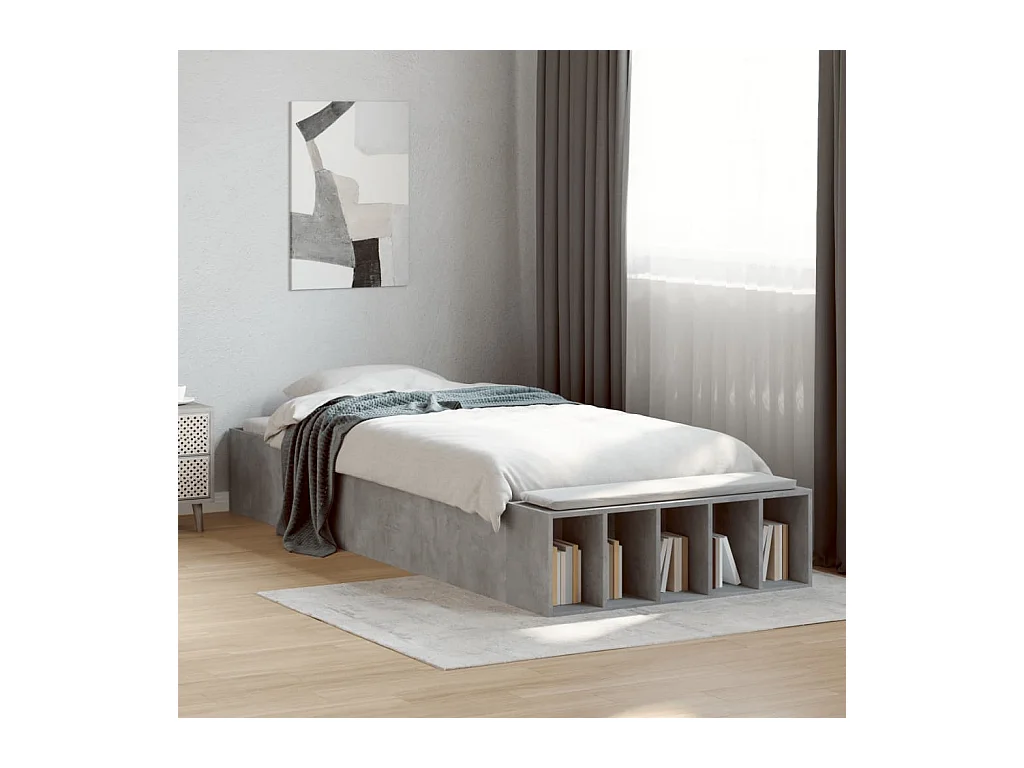 Lit simple | Lit adulte, enfant | Cadre de lit gris béton 75x190 cm