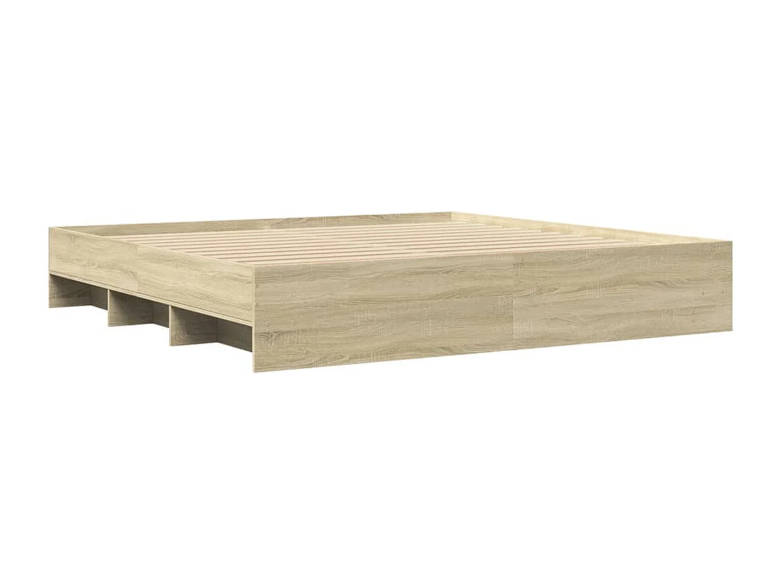 Letto per adulti | Letto matrimoniale | Giroletto senza Materasso Rovere Sonoma 200x200cm in Truciolato