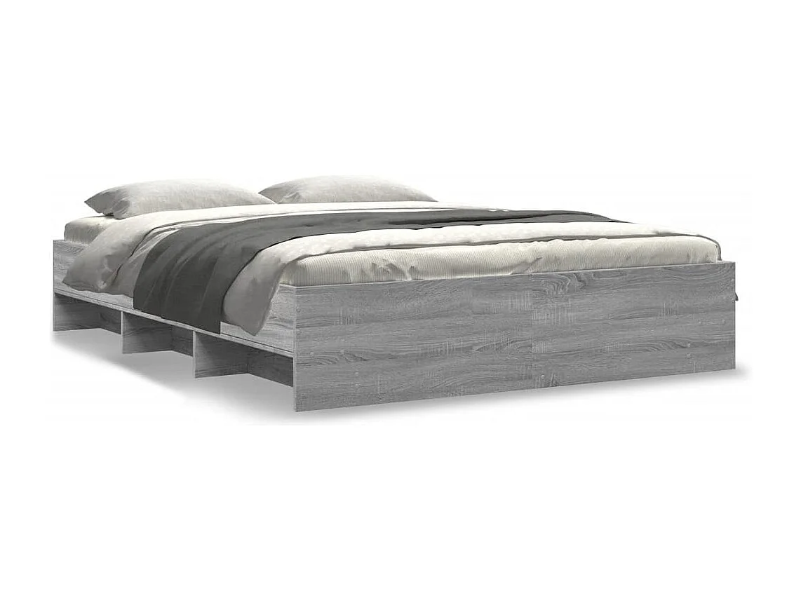 Letto per adulti | Letto matrimoniale | Giroletto Grigio Sonoma 150x200 cm in Legno Multistrato