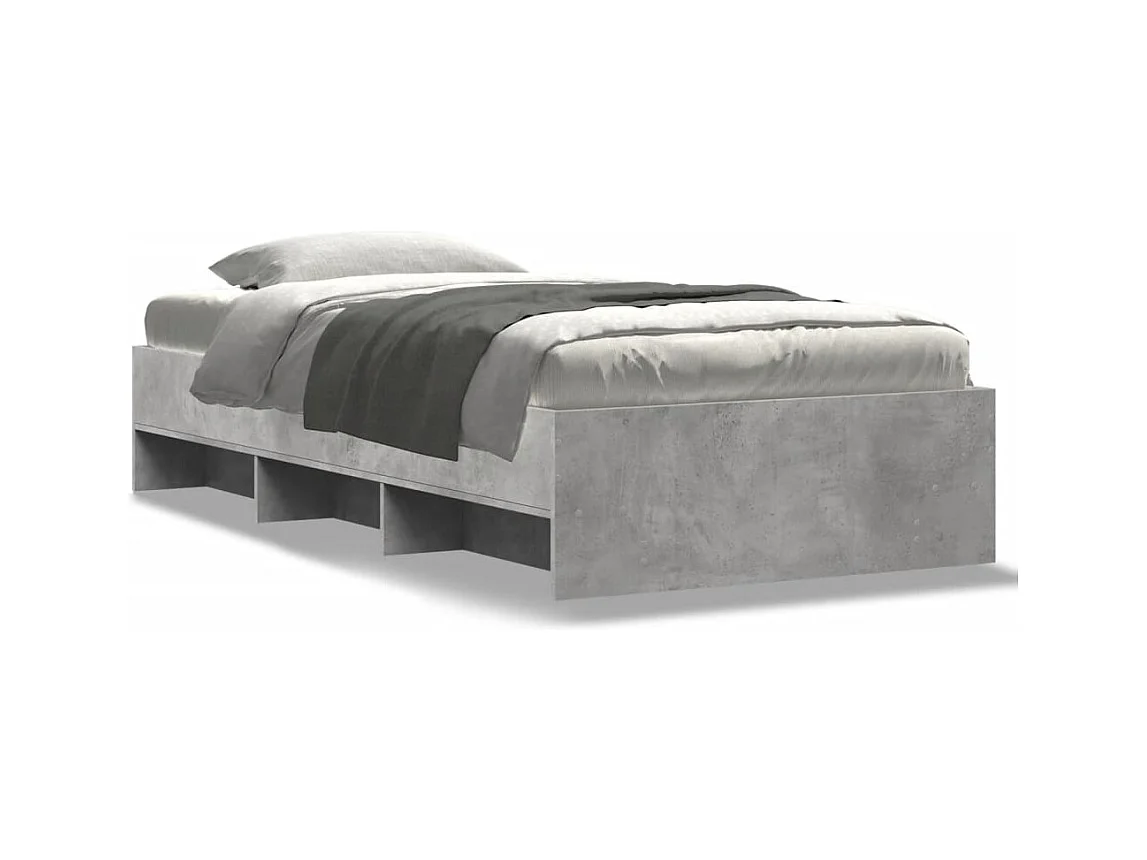 Lit simple | Lit adulte, enfant | Cadre de lit gris béton 100x200 cm bois ingénierie