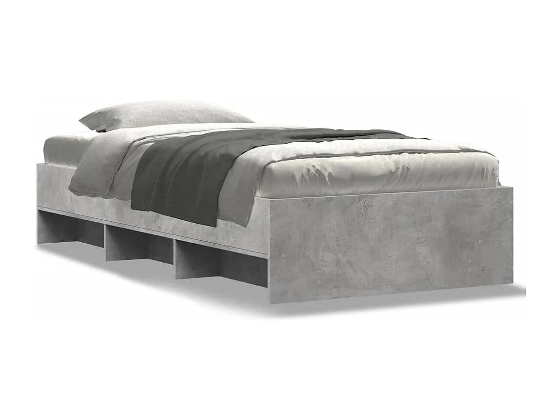 Letto per adulti | Letto singolo | Giroletto Grigio Cemento 100x200 cm in Legno Multistrato
