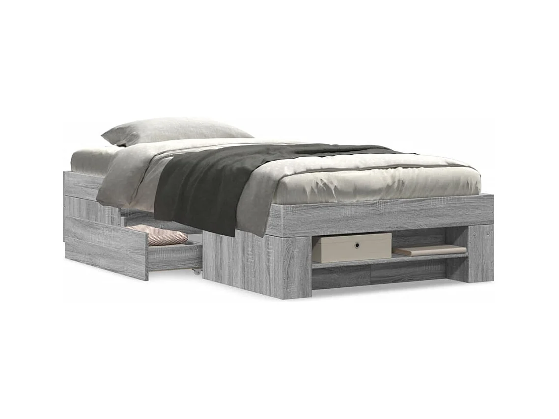 Lit simple | Lit adulte, enfant | Cadre de lit sonoma gris 75x190 cm