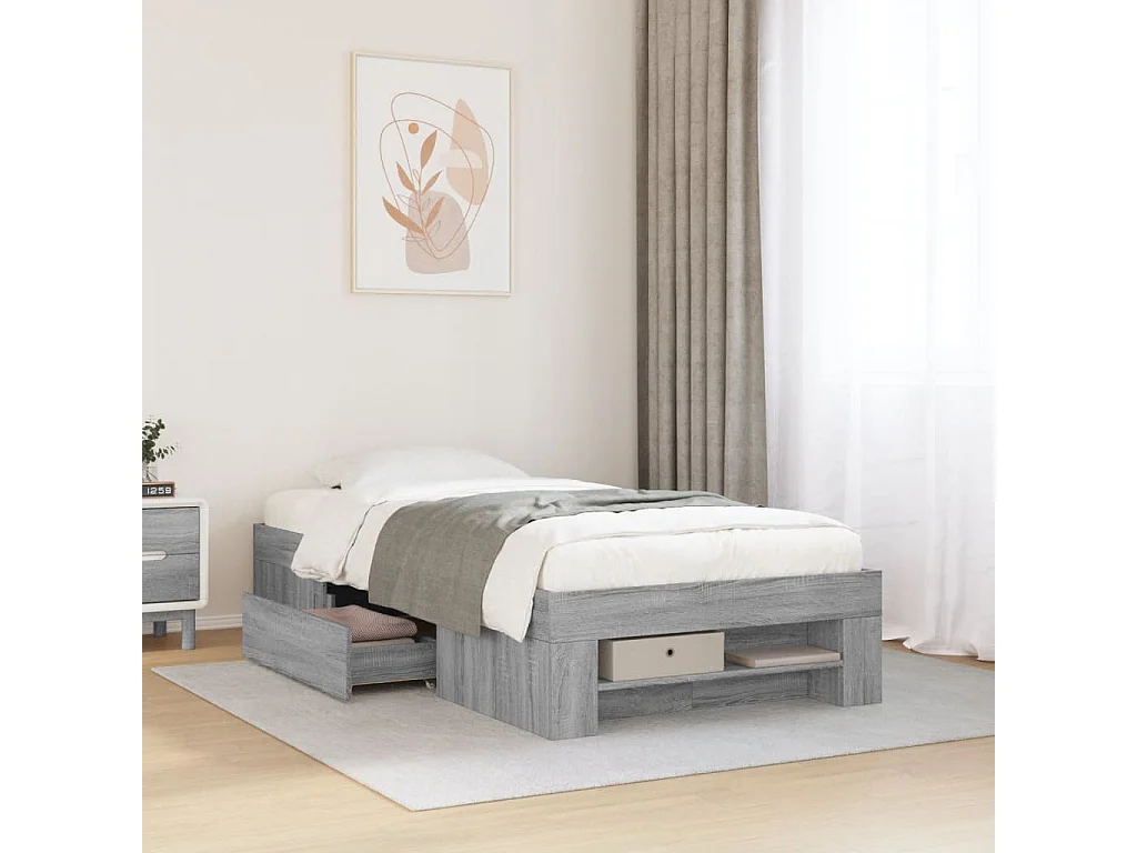 Lit simple | Lit adulte, enfant | Cadre de lit sonoma gris 75x190 cm