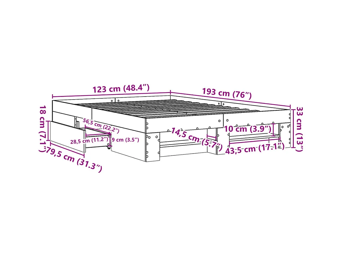 Lit simple | Lit adulte, enfant | Cadre de lit noir 120x190 cm bois d'ingénierie