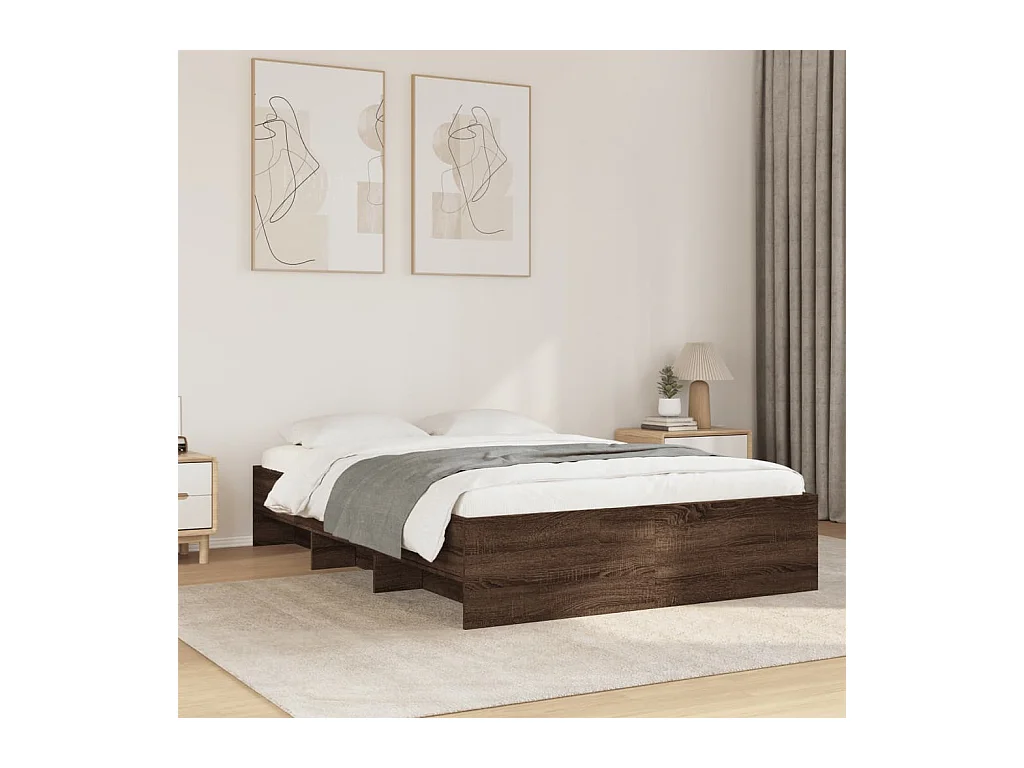 Lit double | Lit adulte | Cadre de lit chêne marron 140x190 cm
